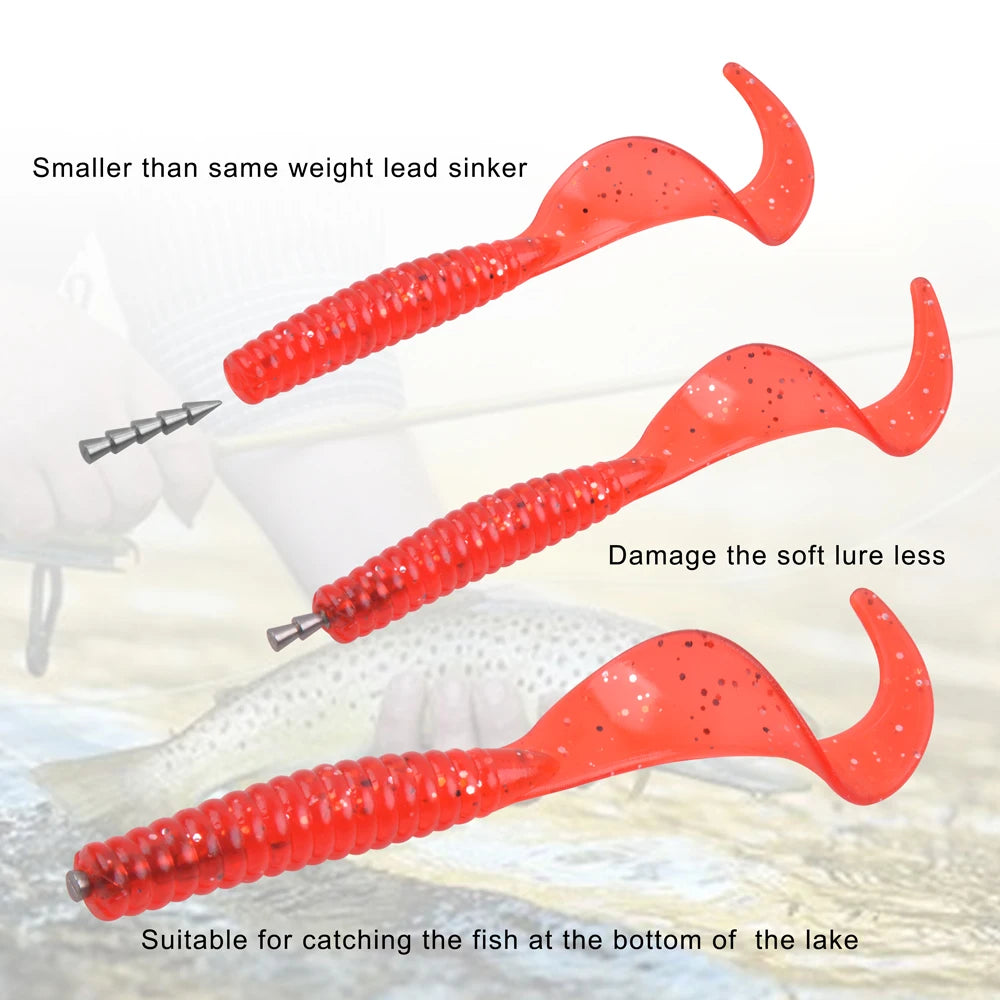 20Pcs Fishing Tungsten Nail Weights Pagoda Wacky Nail Sinkers Pencil Worm Insert Fishing Weights for Carolina Rig Texas Rig