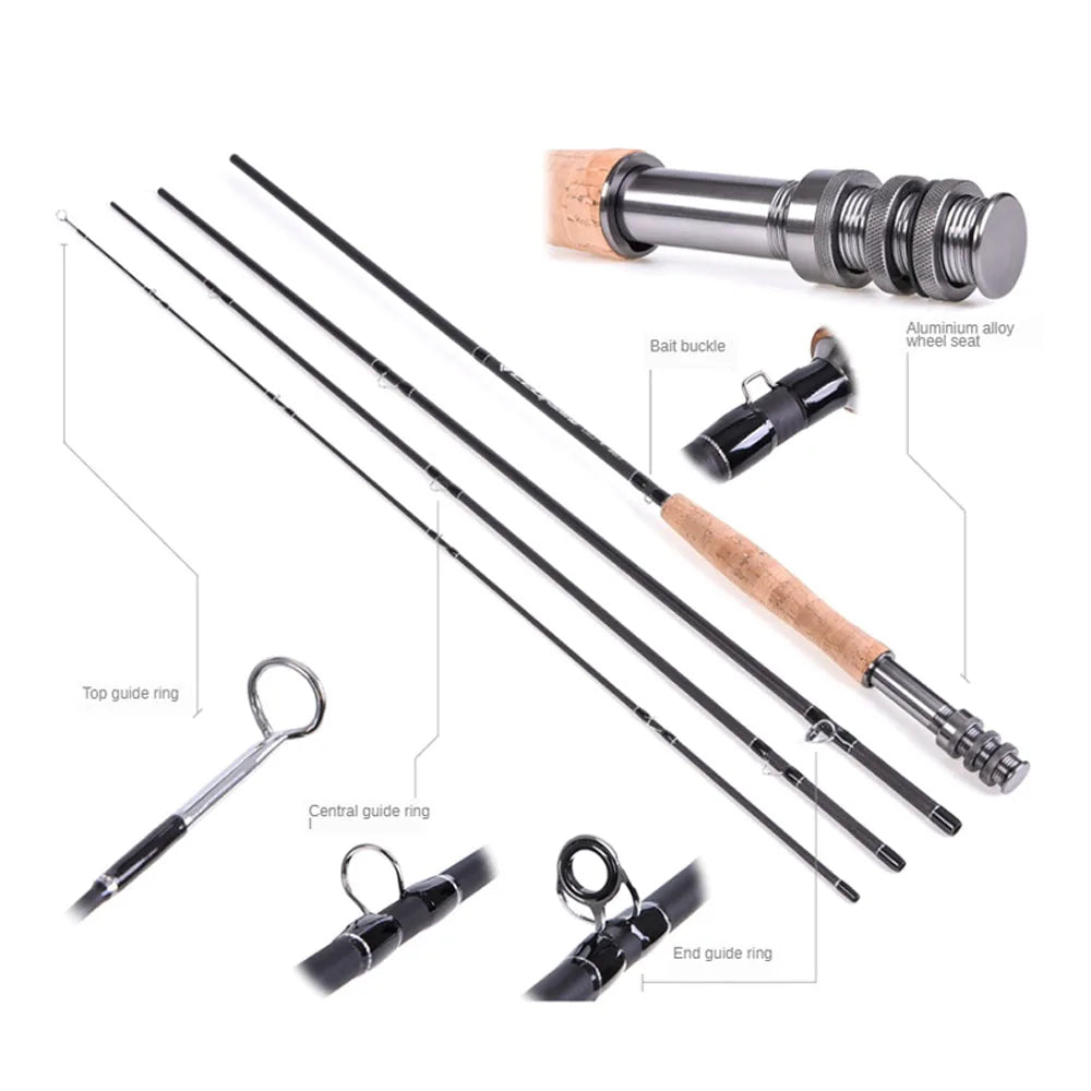 Fly Fishing Rod Reel Bag Lure Set 9ft 2.74m 4/5 5/6 6/7 7/8 Carbon Fiber Fly Rods and Fly Fishing Reel Combo Fishing Tackle Gift