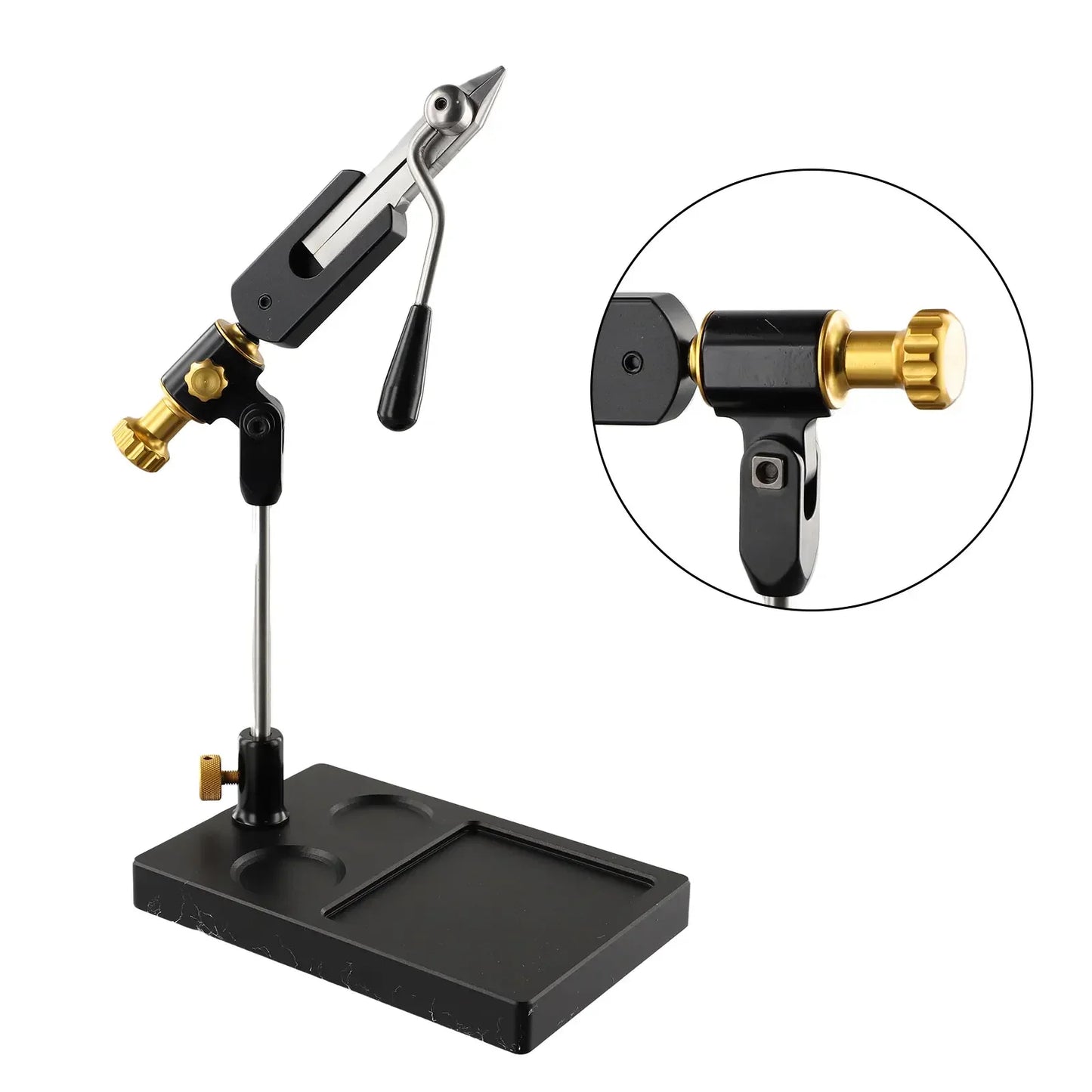 Functional Fly Tying Vise-degrees 19*18*12cm Black Fly Tying Tool Hook Lures Metal Rotation Fly Fishing Flies