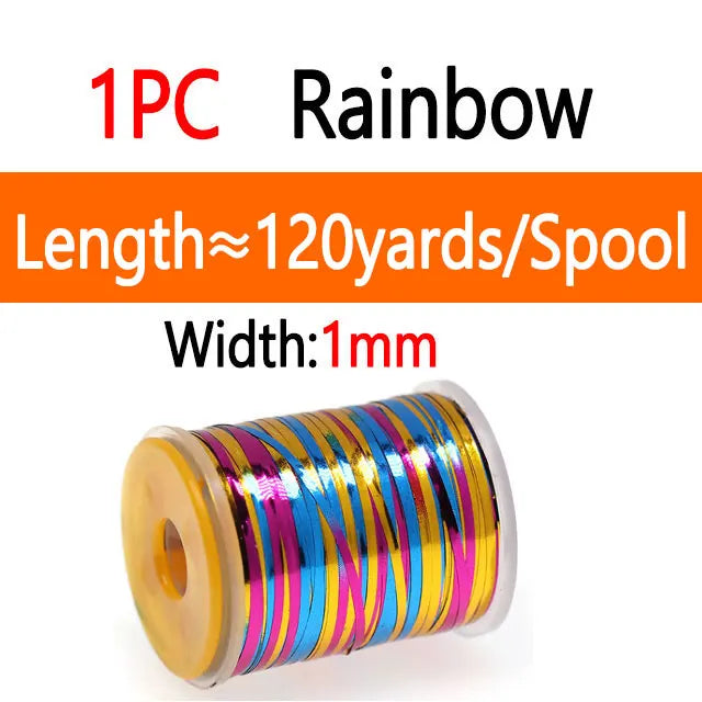 Bimoo 0.3mm /1mm Fly Tying Flat Mylar Tinsel Holographic Flash Tinsel Dry Wet Nymph Streamer Trout Fishing Fly Tying Material