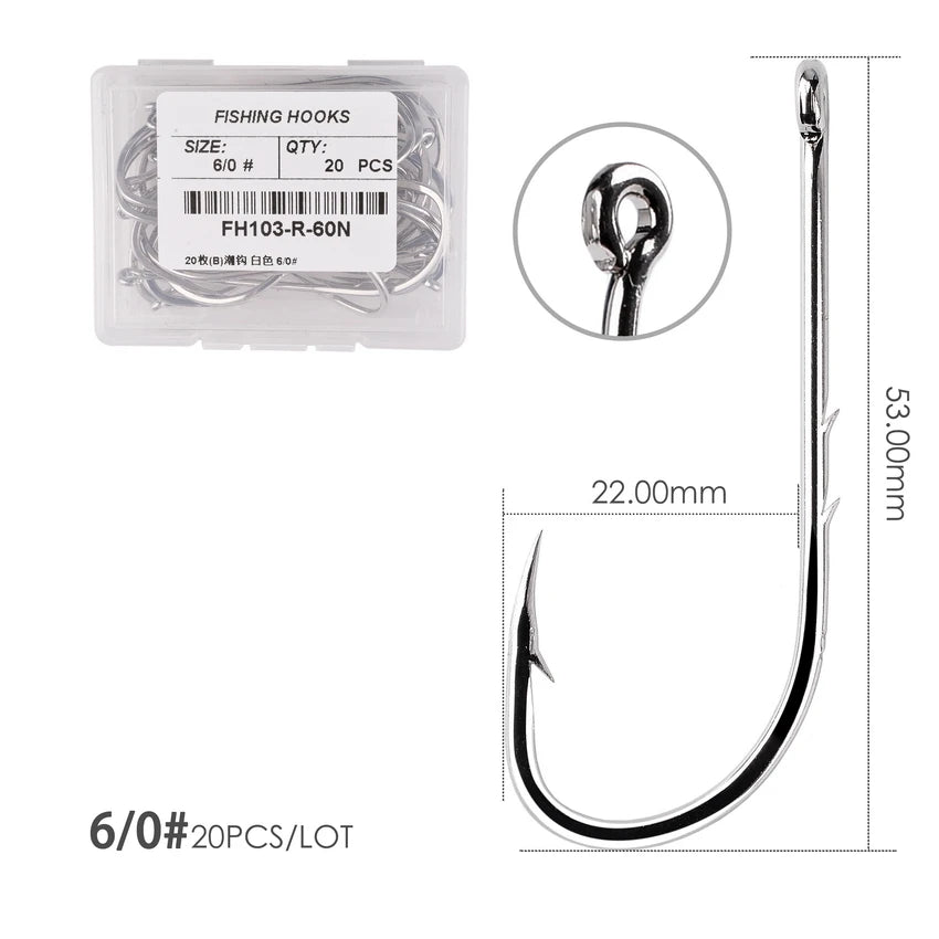 50 / 20 pcs Barbed Fishing Hooks Sea Worm Carp Single Circle Hook Set Fly Fishing Accessories Tackle Carbon Steel Fishhook