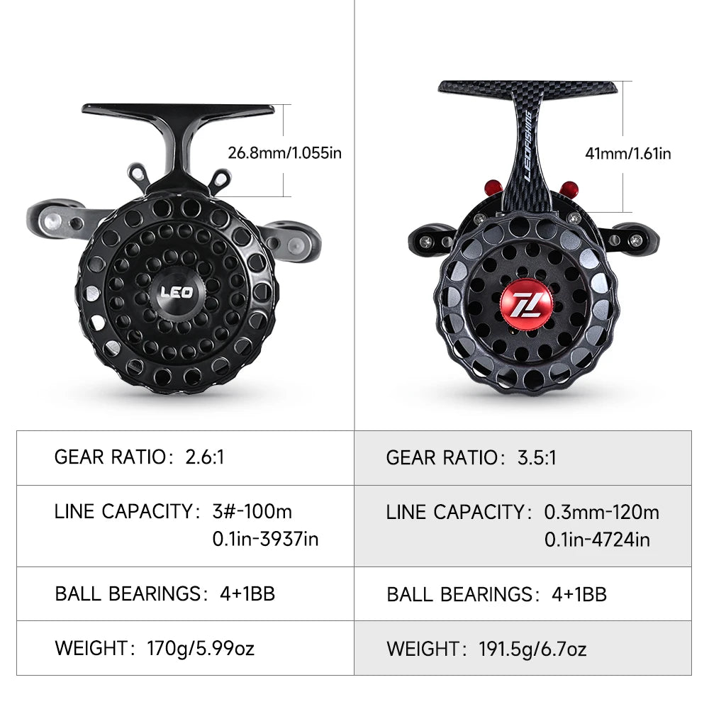 LEOFISHING Professional Winter Spinning Ice Fishing Lure Reels Coil Goods 4 + 1BB 2.6:1 for Fishing Rods Fishing Accessories