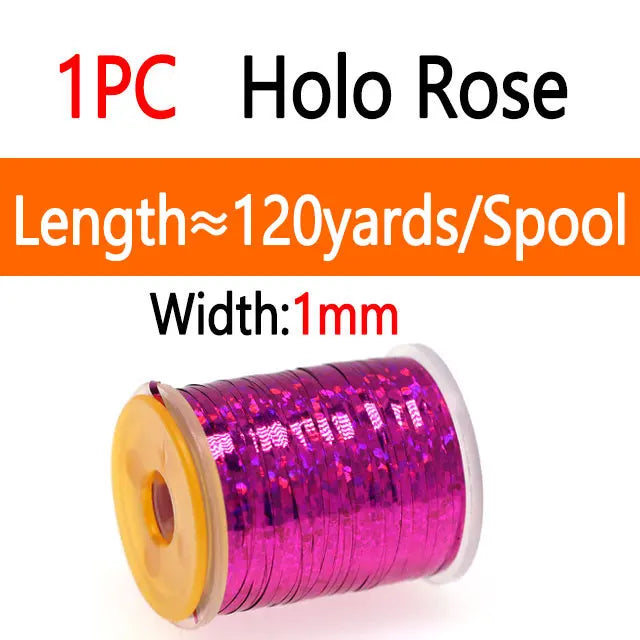 Bimoo 0.3mm /1mm Fly Tying Flat Mylar Tinsel Holographic Flash Tinsel Dry Wet Nymph Streamer Trout Fishing Fly Tying Material
