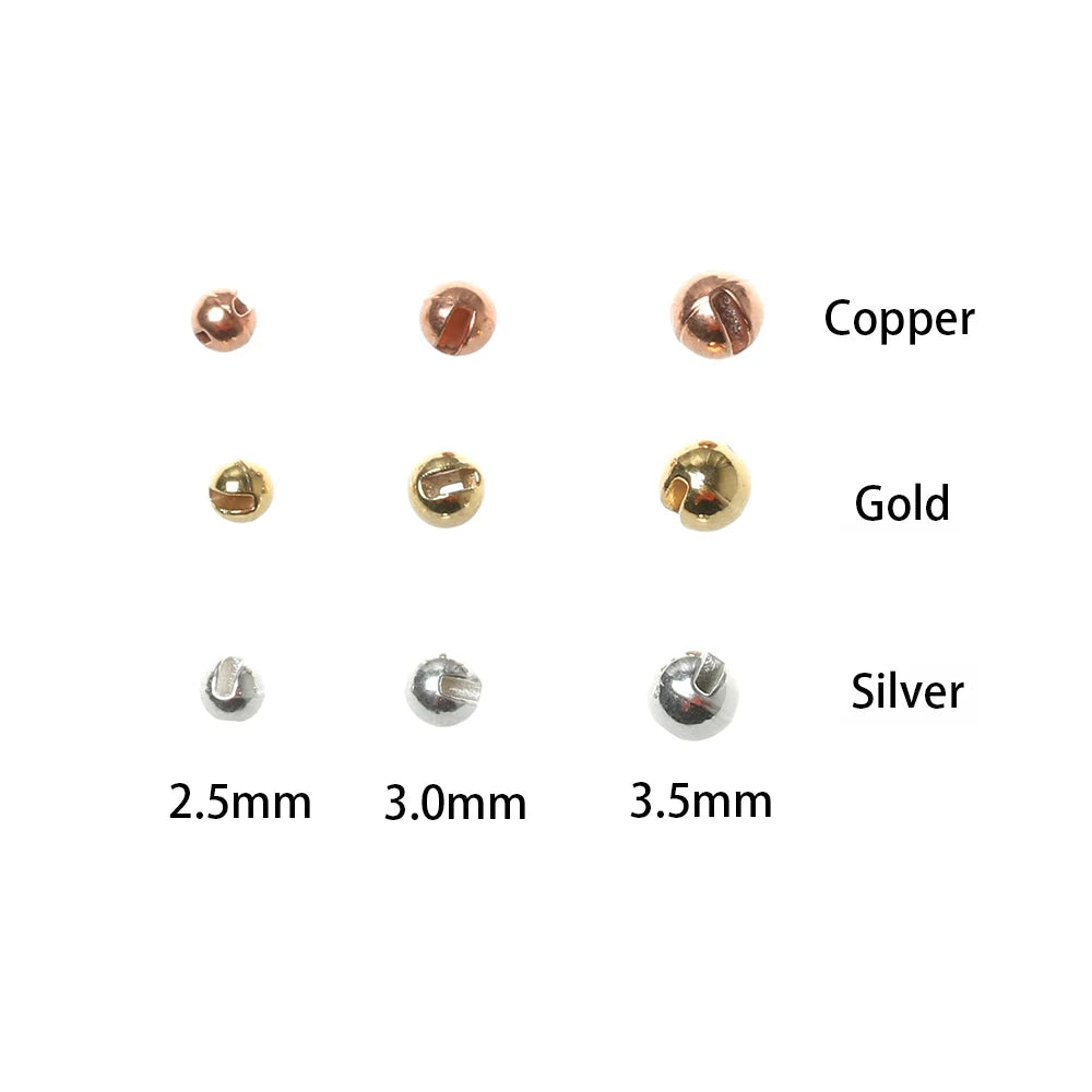 25 Pcs New 2.5mm/3.0mm/3.5mm Durable Slotted Tungsten Beads Fly Tying Beads Nice-Designed Fly Tying Material Fishing Accessories