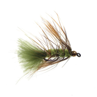 Wifreo 8PCS #10 Brass Gold Bead Head Chartreuse Green Streamer Fly for Trout Fly Fishing Flies Chartreuse Olive Orange Color