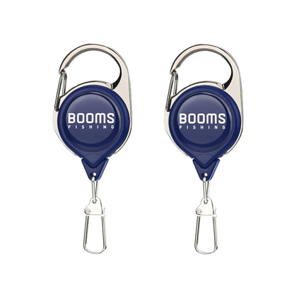 Booms Fishing Retractable Key Chain 2pcs with Antirust Spring Easy Release Badge Holder Fly Fishing Zinger Retractor Accessories