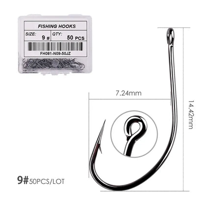 50pcs 10pcs High Carbon Steel Fish Hook Efficiency Barbed Carp Fishhooks with Hole Jig Carp Fly Fishing Hook Worm Pesca Tackle