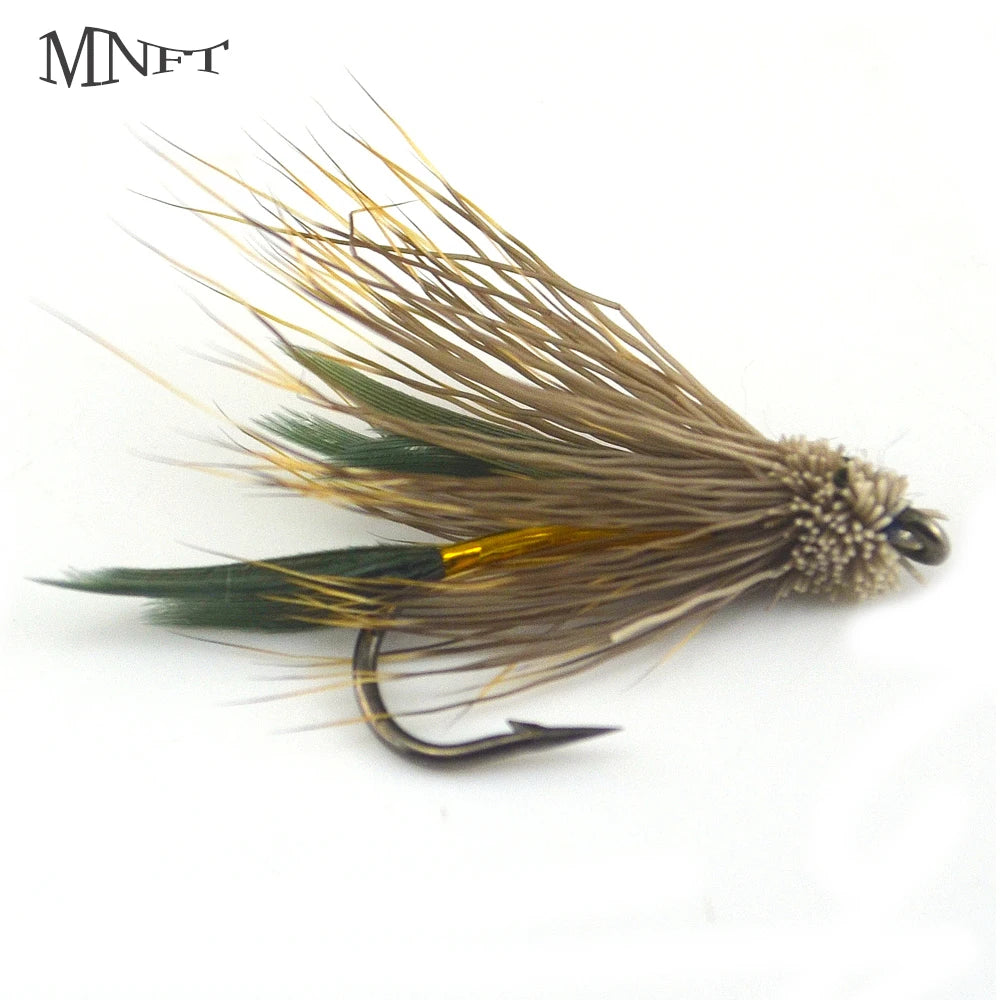 MNFT 10PCS 6# Brown Muddler Minnow Dry Fly Hooks Fishing Trout Salmon Dry Flies Fish Hook Lures