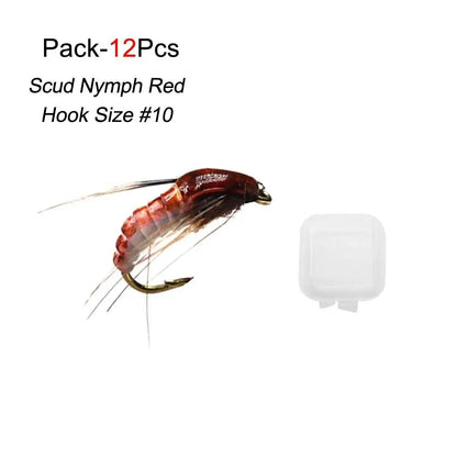 6/12Pcs #10 Caddis Pupae Nymph Fly Trout Fishing Bait Artificial Insect Lures Fishing Hook Baits