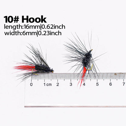 12PCS Bugger Red Tail Fishing Fly Baits Lures Mayfly Dry Fly Trout Fishing Flies Hooks Artificial Insect Lure