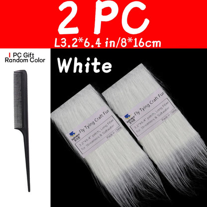 WIFREO 2PC Fly Tying Long Hairy Craft Fur Artificial Synthetic Fluffy Fiber Fly Body&Tail Materials For Pike Bass Saltwater Fly