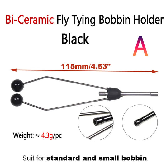 Bimoo Tungsten Steel/ Bi-ceramic Tip Fly Tying Bobbin Holder Standard & Small Thread Bobbin Fishing Fly Lure Baits Making Tools