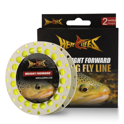 HERCULES Fly Fishing Line Floating Weight Forward Fly Line with Double Welded Loop, Fluorescent Yellow WF5F WF6F WF7F WF8F 100FT