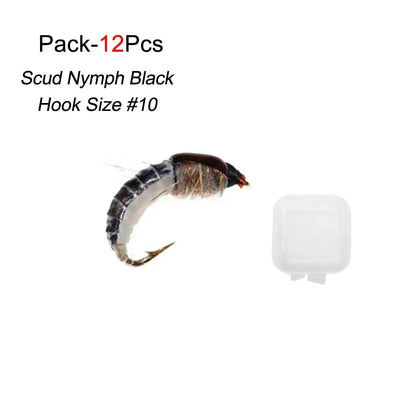 6/12Pcs #10 Caddis Pupae Nymph Fly Trout Fishing Bait Artificial Insect Lures Fishing Hook Baits