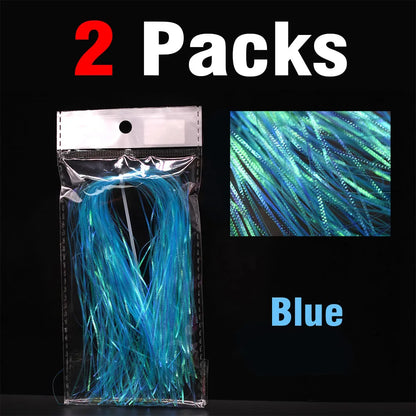 MNFT 2Packs 1mm Width Rainbow Corrugated Gliss Strands Simulates Fish Scales/Tentacles New Iridescent Flash Fly Tying Material