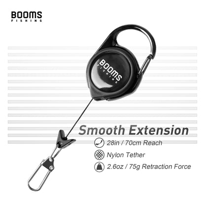 Booms Fishing Retractable Key Chain 2pcs with Antirust Spring Easy Release Badge Holder Fly Fishing Zinger Retractor Accessories