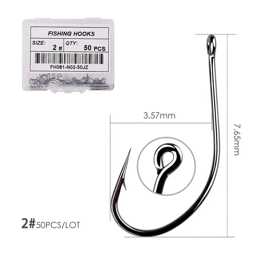 50pcs 10pcs High Carbon Steel Fish Hook Efficiency Barbed Carp Fishhooks with Hole Jig Carp Fly Fishing Hook Worm Pesca Tackle