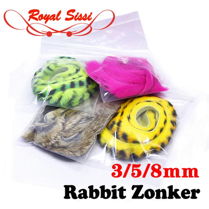 Royal Sissi 3strips total one meter pack fly tying zonker rabbit strips 3/5/8mm zonker pelt for tying zonker streamer fly lure