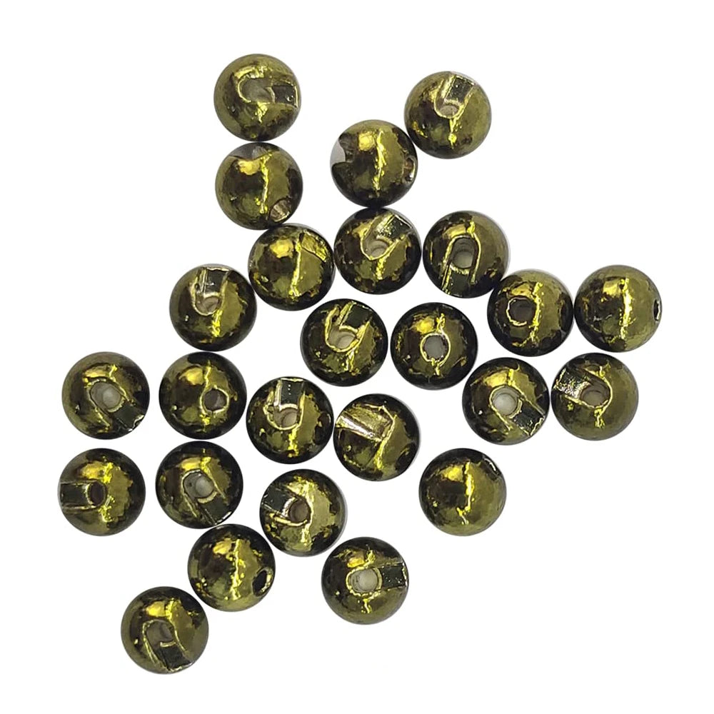 Aventik 25pc 2.5-4.5mm Fly Tying Head Slotted Tungsten Beads Fly Tying Material Nymph Head Ball Fishing Accessory