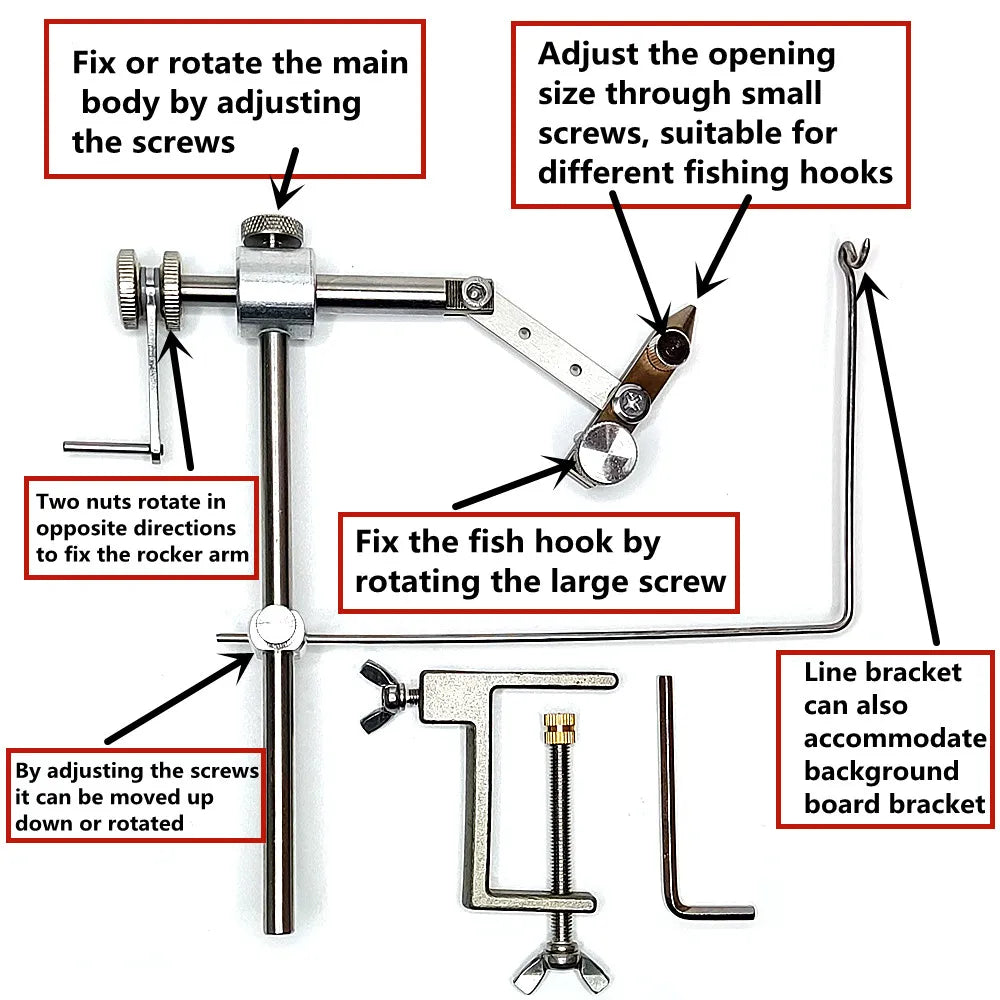 1pc 360 Degree Rotatable Fly Tying Tool, Fly Bait Making Tool, Fly Tying Vise For Making Trout Salmon Fishing Lure