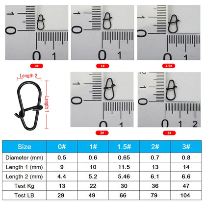 50Pcs Crankbait Snaps Stainless Steel Duo Lock Lure Snaps Quick Change Fishing Clips Fast Speed Clips Snap Hook Connector