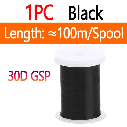 Bimoo 100m 30D GSP Fly Tying Polyethylene Floss Thread High Tensile Fly Tying Material For Small Flies Nymphs Trout Fishing Lure