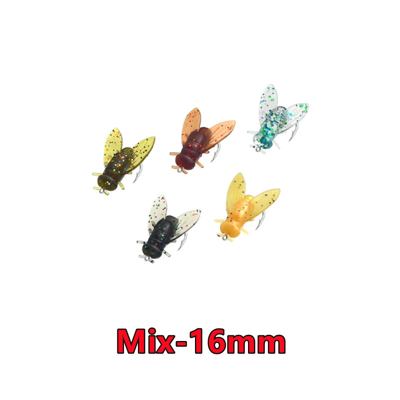 New 50-10PCS Mini Bionic Fly Fishing Bait Fly Hook Soft Bait Add Fish Attractant Fishing Gear For Salmon Trout 10/16/20mm 2025