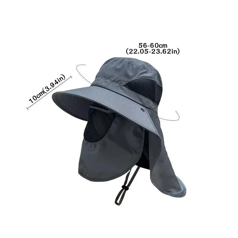 Summer sun hat, UV protection hat, outdoor hunting and fishing hat, hiking and camping sun hat, and neckband fisherman hat