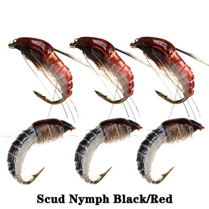 6/12Pcs #10 Caddis Pupae Nymph Fly Trout Fishing Bait Artificial Insect Lures Fishing Hook Baits