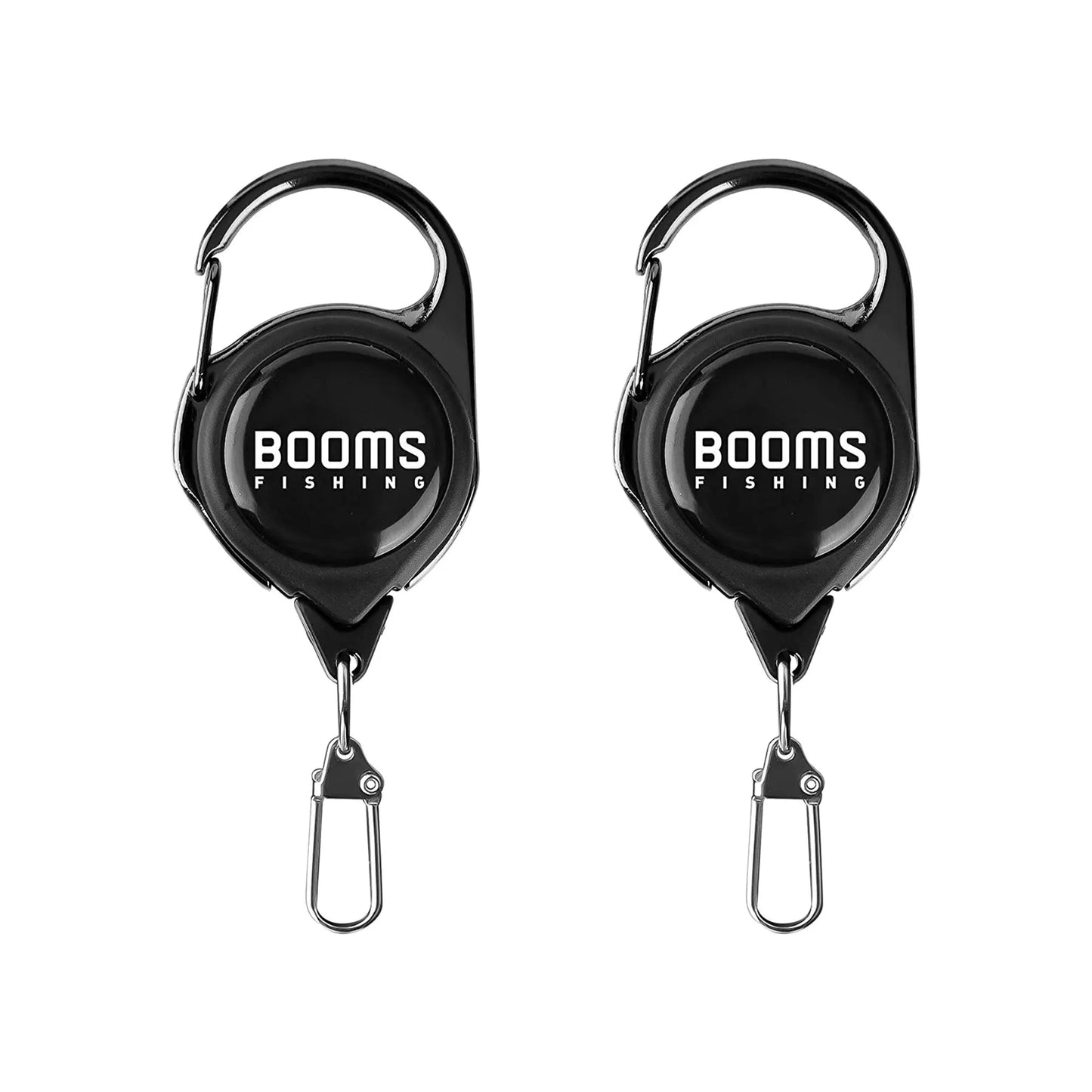 Booms Fishing Retractable Key Chain 2pcs with Antirust Spring Easy Release Badge Holder Fly Fishing Zinger Retractor Accessories