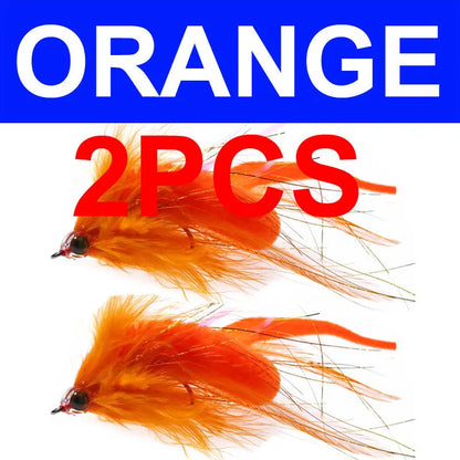 Bimoo 1PC 2PCS Dragon Tails Pike Streamers Bass Pike Muskie Fishing Lure Fly Saltwater Baitfish Big Fishing Dragontail Flies