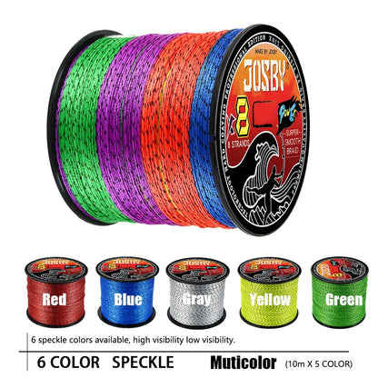 JOSBY Japan 8X 8 Strands Braided Fishing Line 100M 300M 500M Multifilament Speckled PE Wire Fly Sea Saltwater Freshwater Pesca