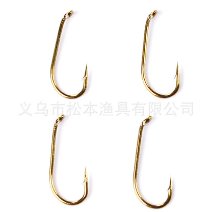 20pcs/lot High Carbon Steel Fishing Hooks Fly fishing 8#12#14#16# artificial gold Color single Carp hook Sea Tackle Accessories