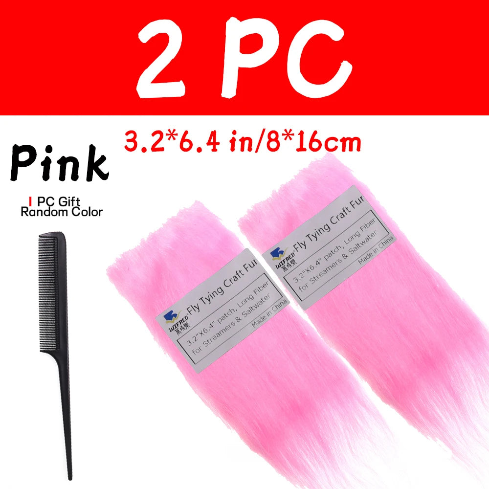 WIFREO 2PC Fly Tying Long Hairy Craft Fur Artificial Synthetic Fluffy Fiber Fly Body&Tail Materials For Pike Bass Saltwater Fly