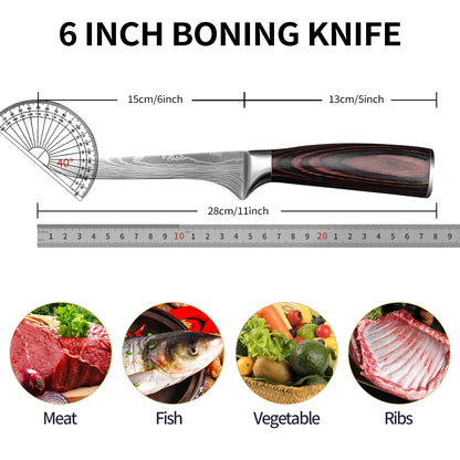 PLYS Stainless Steel Kitchen Chef Boning Knife Fishing Knife Sharp Meat Cleaver Butcher Knife Slicing Slaughter Knives Tool