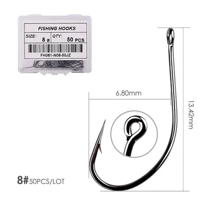 50pcs 10pcs High Carbon Steel Fish Hook Efficiency Barbed Carp Fishhooks with Hole Jig Carp Fly Fishing Hook Worm Pesca Tackle