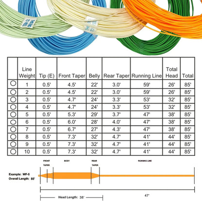 Aventik 85FT Weight Forward Fly Line Fly Fishing Floating Line with Welded Loop WF3 4 5 6 7 8F
