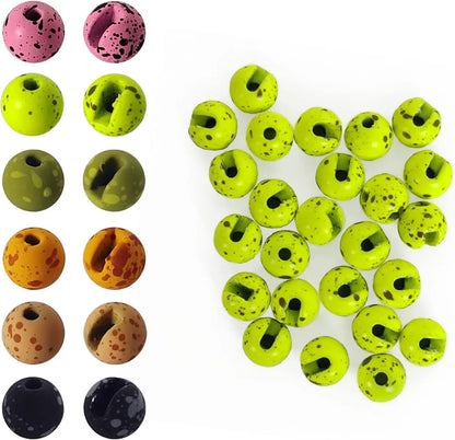 Eupheng 25PC Slotted Tungsten Beads Fly Tying Bead Ball for Nymph Trout Carp 2.5mm/3.0mm/3.5mm/4.0mm Fly Fishing Materials