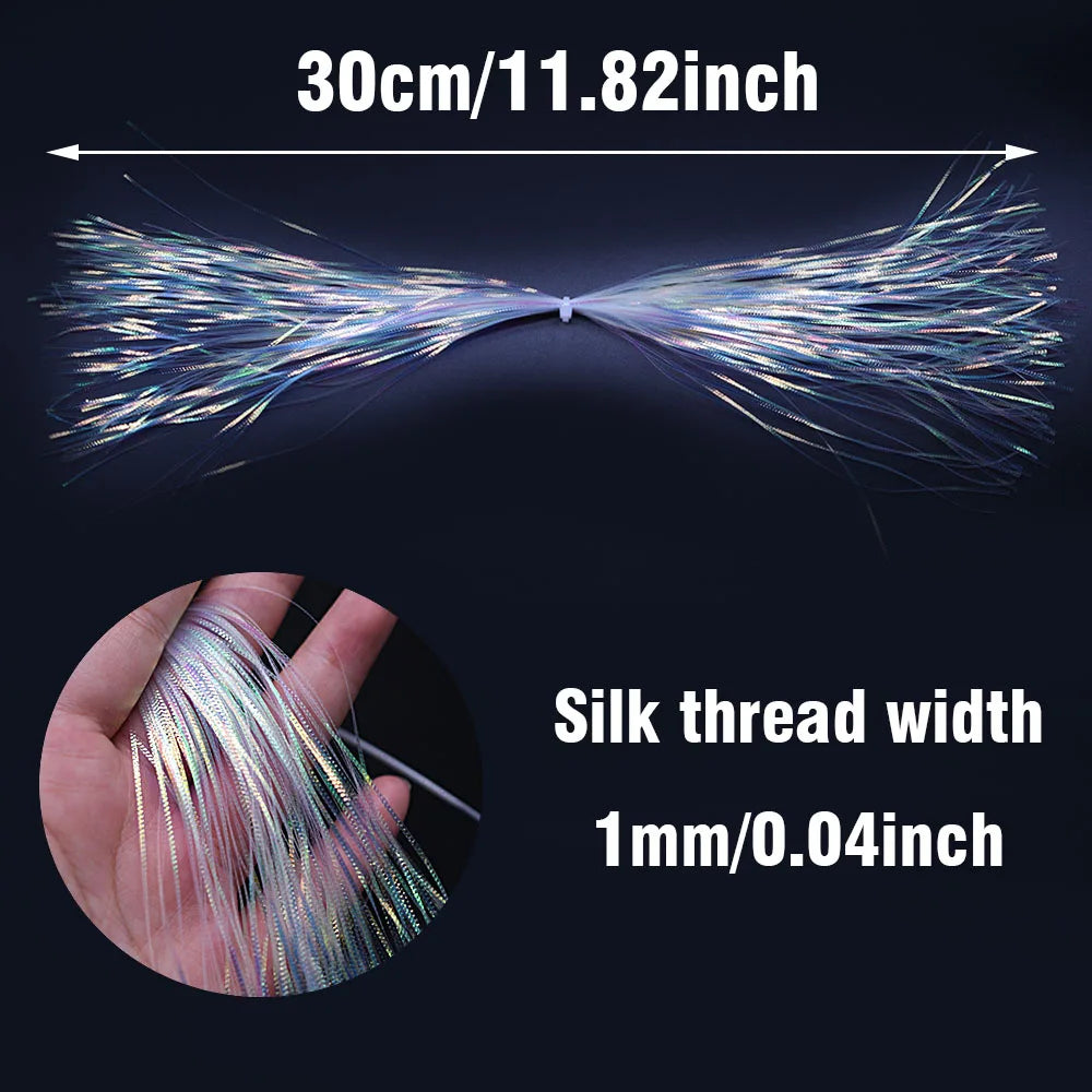 MNFT 2Packs 1mm Width Rainbow Corrugated Gliss Strands Simulates Fish Scales/Tentacles New Iridescent Flash Fly Tying Material