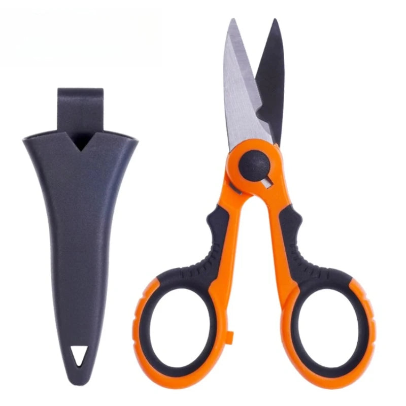 Fishing Scissors Stainless Steel Precision Fishing Line Cutter Non-slip Handle Protective Sleeve Woven Fishing Line Scissors