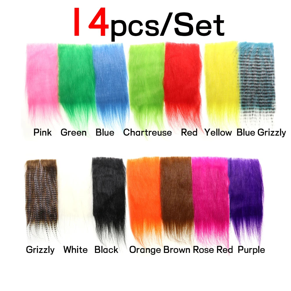 WIFREO 2PC Fly Tying Long Hairy Craft Fur Artificial Synthetic Fluffy Fiber Fly Body&Tail Materials For Pike Bass Saltwater Fly