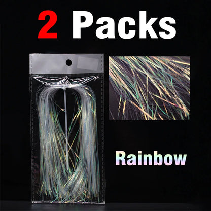 MNFT 2Packs 1mm Width Rainbow Corrugated Gliss Strands Simulates Fish Scales/Tentacles New Iridescent Flash Fly Tying Material