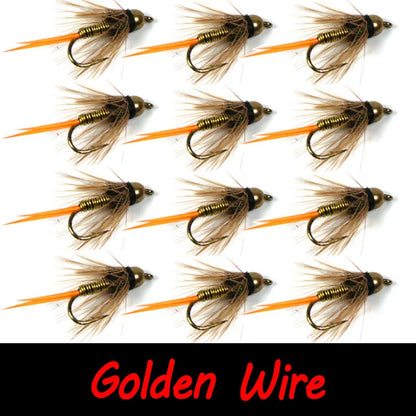 Bimo 12pcs 12# Brass Bead Head Prince Nymph Trout Fishing Flies Fast Sinking Nymph Fly