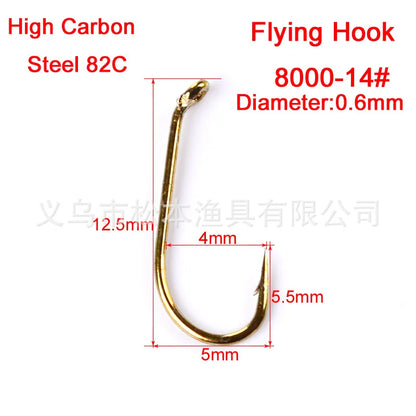 20pcs/lot High Carbon Steel Fishing Hooks Fly fishing 8#12#14#16# artificial gold Color single Carp hook Sea Tackle Accessories