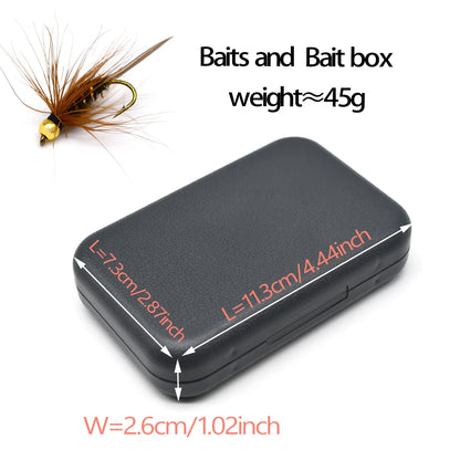 MNFT 32Pcs Fishing Fly Set Box Dry Wet Nymph Streamers Fly Assortment Salterwater Fishing Lure