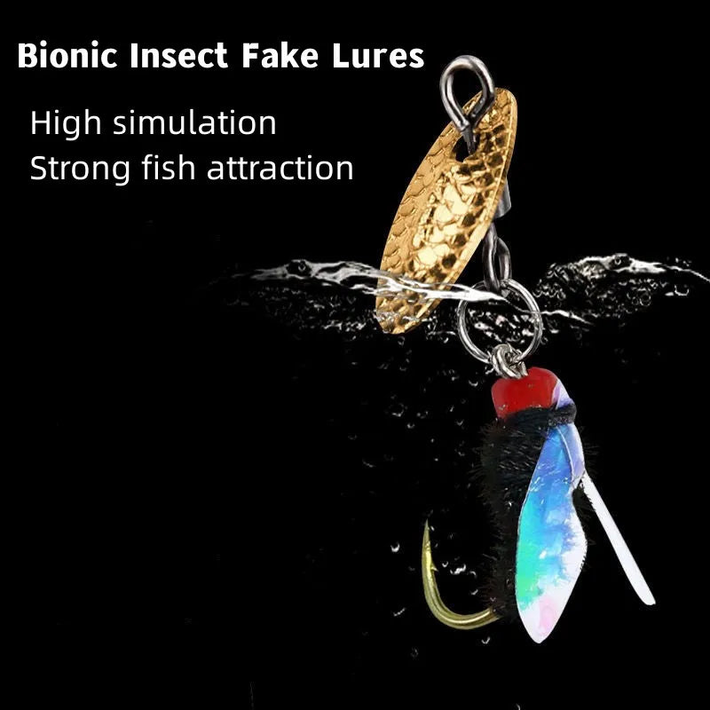 5PCS Bionic Insect Fake Lures Bionic Bee Lures Fly Hook with Wings Scud Fly Bug Insect Bait Artificial Worm Lure Fishing Tackle