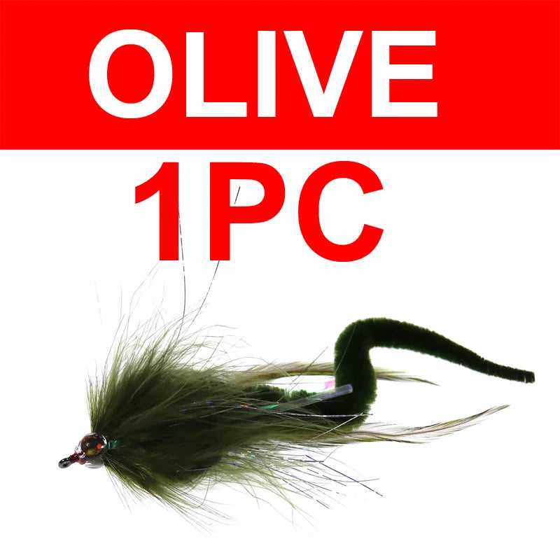 Bimoo 1PC 2PCS Dragon Tails Pike Streamers Bass Pike Muskie Fishing Lure Fly Saltwater Baitfish Big Fishing Dragontail Flies