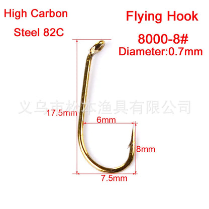 20pcs/lot High Carbon Steel Fishing Hooks Fly fishing 8#12#14#16# artificial gold Color single Carp hook Sea Tackle Accessories