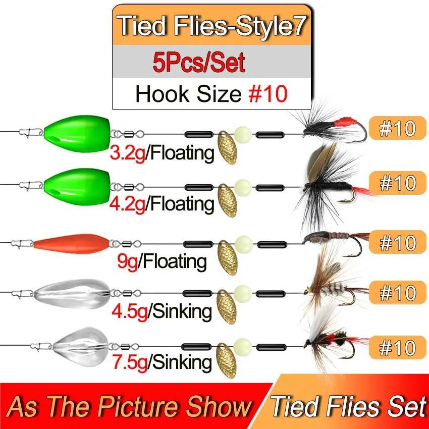 Ready Tied Flies Set with Spinners Spoon/Thrower For Trout Fishing for Fly Fishing Normal Rod/Reel Fishing Lure Artificial Bait