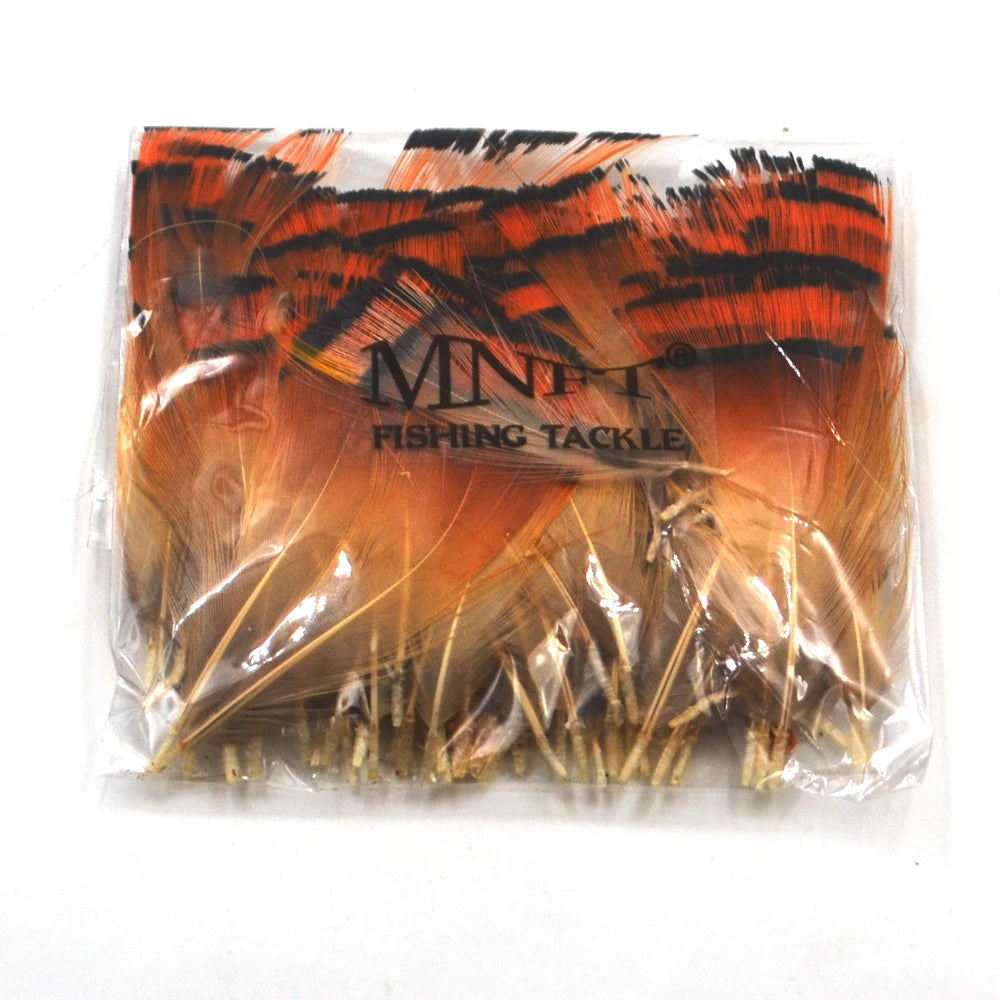 MNFT 50PCS Real Natural Golden Pheasant Tippet Feather Natural Fly Tying Material Fly Fishing Lures Wholesale